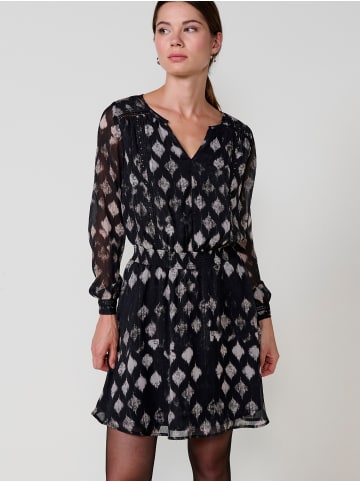 KOROSHI Kurzes bedrucktes Minikleid mit langen Ärmeln in SCHWARZ