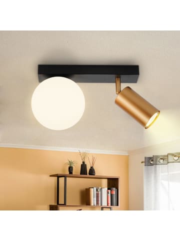 ZMH Deckenleuchte in gold 2-flammige GU10 und E14 Glas schwenkbar L 25cm