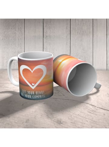 Mr. & Mrs. Panda Kindertasse Herz mit Spruch in Sonnenuntergang