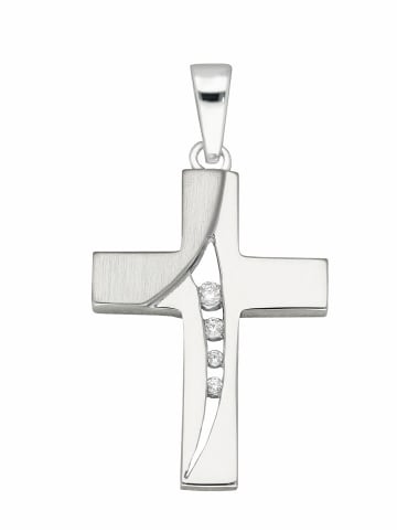 Adeliás 925 Silber Kreuz Anhänger mit Zirkonia in silber