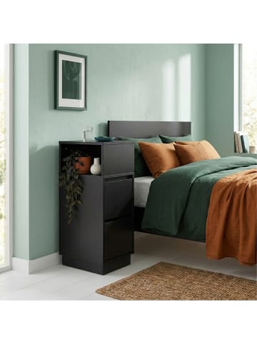 relaxdays 2 x Nachttisch in Schwarz - (B)24 x (H)64 x (T)30 cm