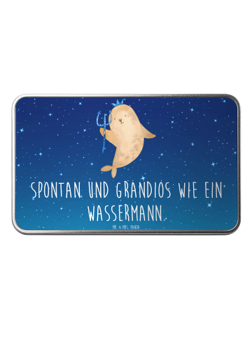 Mr. & Mrs. Panda Kaffeedose Sternzeichen Wassermann mit Spruch in Sternenhimmel Blau
