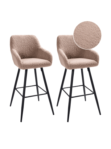 Beliani 2er-Set Barhocker CASMALIA in Beige/Schwarz