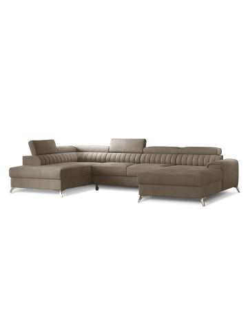 MF Design Lazy Recamiere Links in Braunbeige -  (L) 202 x (B) 354 x (H) 92 cm