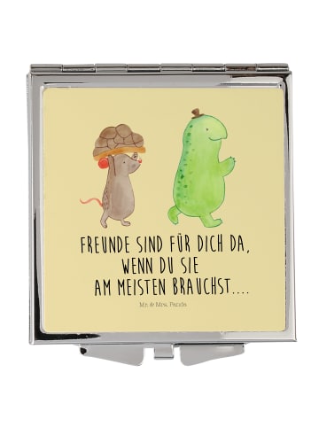 Mr. & Mrs. Panda Schminkspiegel Schildkröte Maus mit Spruch in Gelb Pastell