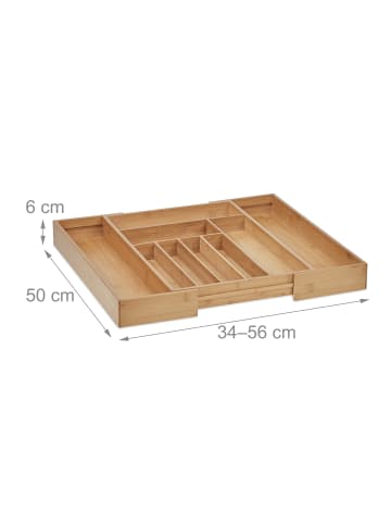 relaxdays Besteckkasten in Natur- (B)56 x (H)6 x (T)50 cm
