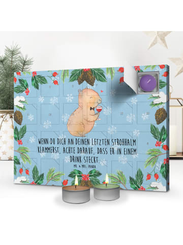 Mr. & Mrs. Panda Kerzen Adventskalender Capybara Wein mit Spruch in Eisblau