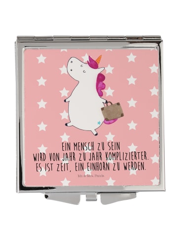 Mr. & Mrs. Panda Kleiner Spiegel Einhorn Koffer mit Spruch in Rot Pastell