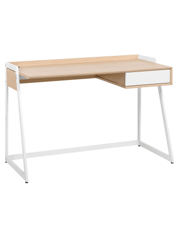 Beliani Schreibtisch QUITO in Weiß/Braun - (W) 120 x (H) 82 x (L) 60 cm