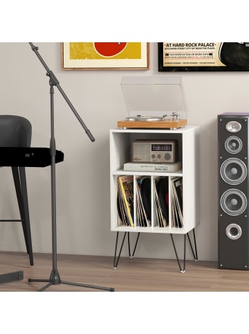 COSTWAY Plattenspieler-Ständer mit Ladestation in Weiß