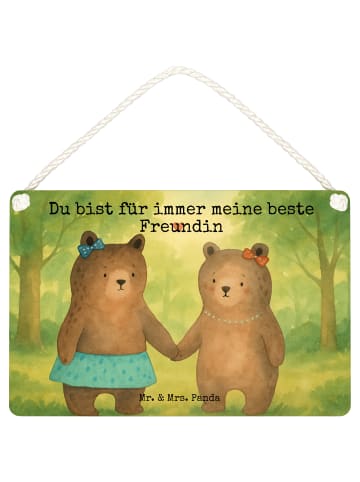 Mr. & Mrs. Panda Holzschild Bär Freundin Design mit Spruch in Weiß