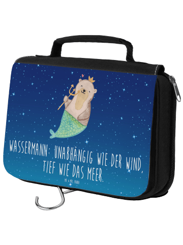 Mr. & Mrs. Panda Kulturbeutel Wassermann Astrologie mit Spruch in Sternenhimmel Blau