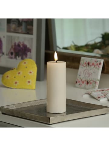 MARELIDA LED Kerze Mia Echtwachs flackernd H: 12,5cm D: 5cm in creme