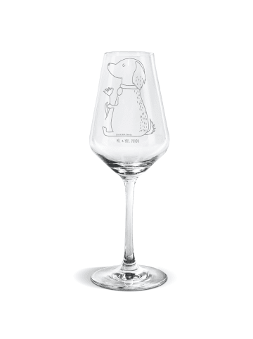 Mr. & Mrs. Panda Weißwein Glas Hund Blume ohne Spruch in Transparent