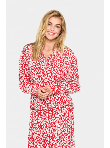 SAINT TROPEZ Langarm-Hemd ZveaSZ Gerade Passform in Crimson Leopard