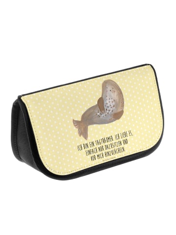 Mr. & Mrs. Panda Make-up Täschchen Robbe Lachen mit Spruch in Gelb Pastell