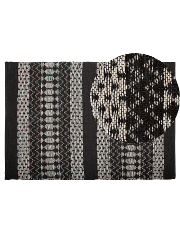 Beliani Geflochtener Teppich SOKUN in Schwarz/Beige - (W) 140 x (H) 1.2 x (L) 200 cm