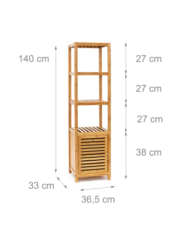 relaxdays Badregal in Natur- (B)36,5 x (H)140 x (T)33 cm