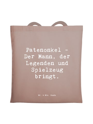 Mr. & Mrs. Panda Tasche Spruch Patenonkel Geschenk mit Spruch in Braun Pastell