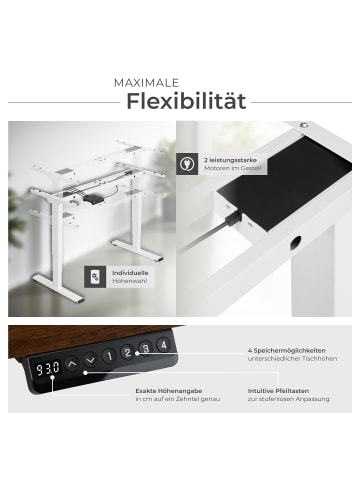 tectake Schreibtischgestell Twain höhenverstellbar 110-168x60x60-125cm
