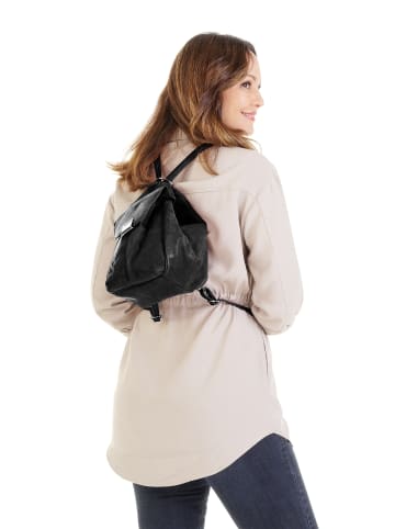 Bruno Banani Rucksack echt Leder in schwarz