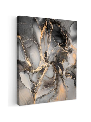 MuchoWow Leinwand bilder Abstrakte Kunst gold grau (BxH)