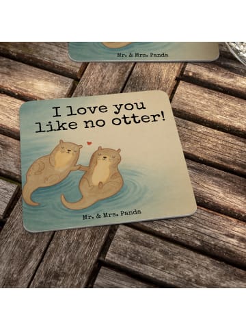 Mr. & Mrs. Panda Tischuntersetzer Otter Hände halten Design mit ... in Weiß