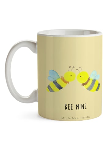 Mr. & Mrs. Panda Tasse Biene Liebe mit Spruch in Gelb Pastell