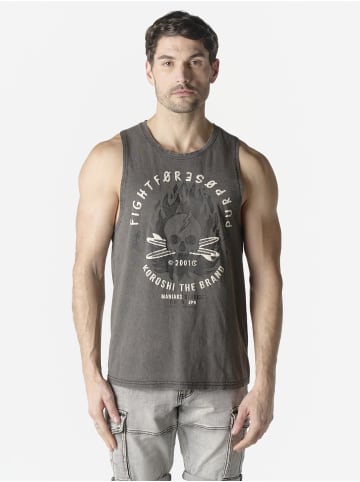 KOROSHI Herren baumwolle print tanktop in grau