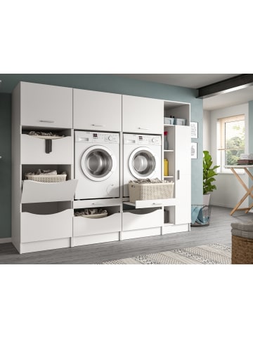 Inn.Furn Waschmaschinenschrank weiß Set 4-teilig, Waschmaschinenumbau 242 cm