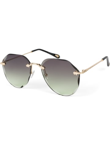 styleBREAKER Piloten Sonnenbrille in Gold / Grau-Grün Verlauf