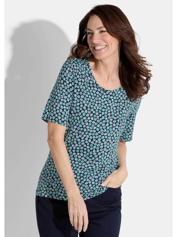 GOLDNER Shirt in marine / hellblau / türkis / gemustert