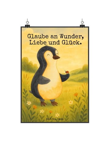 Mr. & Mrs. Panda Plakat Pinguin Marienkäfer Design mit Spruch in Weiß