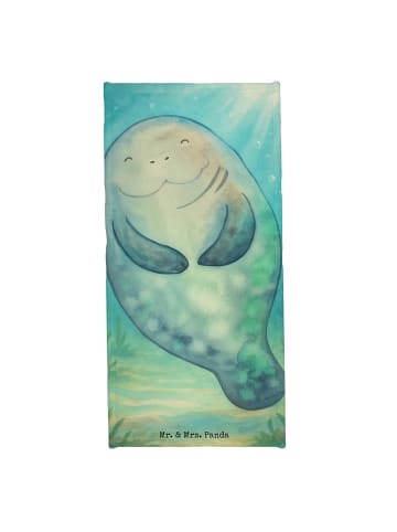 Mr. & Mrs. Panda Badehandtuch Seekuh Happy Design ohne Spruch in OZeichenanblue