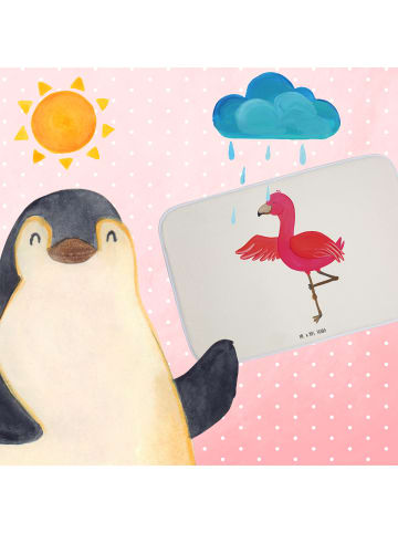 Mr. & Mrs. Panda Badeteppich Flamingo Yoga ohne Spruch in Weiß