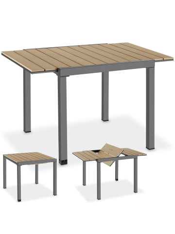 tectake Outdoor-Esstisch aus Aluminium für 4-6 Personen, 80–120 x 80 x 74 cm
