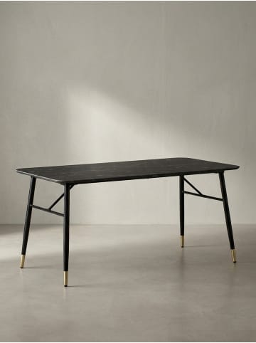 KADIMA DESIGN Esszimmertisch 120x60x76 cm Esstisch in Marmor-Optik Modern, in Schwarz