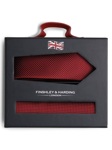 Finshley & Harding London Krawatte und Einstecktuch in rot - 0003