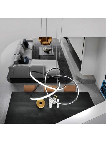 ZMH LED Pendelleuchte in Schwarz Modern 62W Dimmbar mit Fernbedienung L 62cm