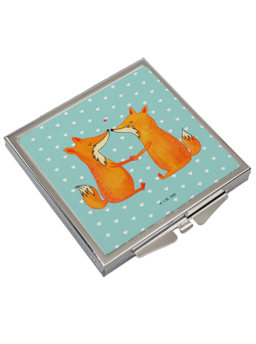 Mr. & Mrs. Panda Kosmetikspiegel Füchse Liebe ohne Spruch in Türkis Pastell