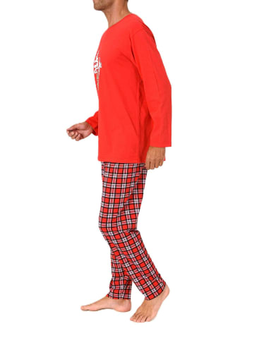 NORMANN Schlafanzug Weihnachten langarm Weihnachtsmotiv in rot
