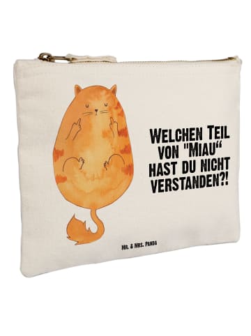 Mr. & Mrs. Panda Schminktasche Katze Mittelfinger mit Spruch in Weiß