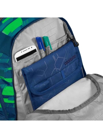 Coocazoo Schulrucksack-Set MATE Lime Stripe 3-teilig in grün/blau