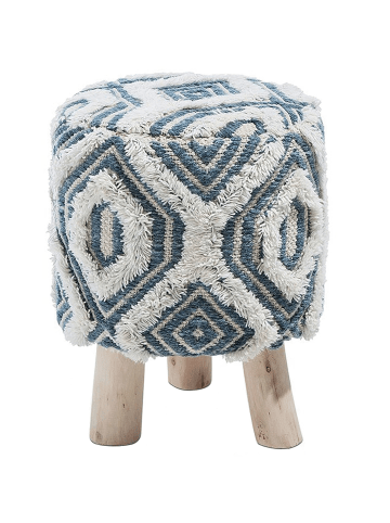 Beliani Hocker AGRA in Weiß/Blau/Braun - (W) 33 x (H) 44 x (L) 33 cm