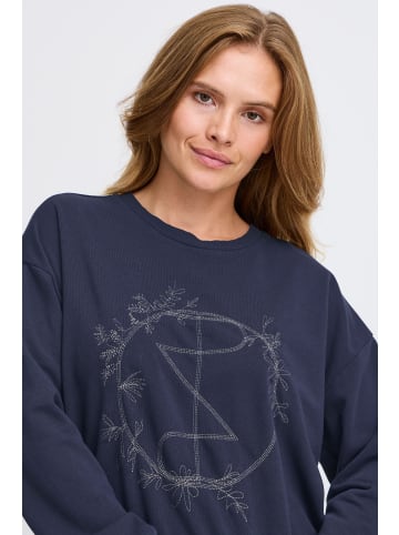 PULZ Jeans PZTABITA Logo Sweatshirt loose fit in Dark Sapphire