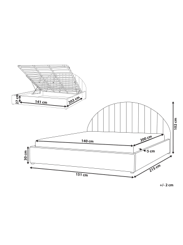 Beliani Doppelbett CHADENET in Rosa - (W) 151 x (H) 102 x (L) 215 cm