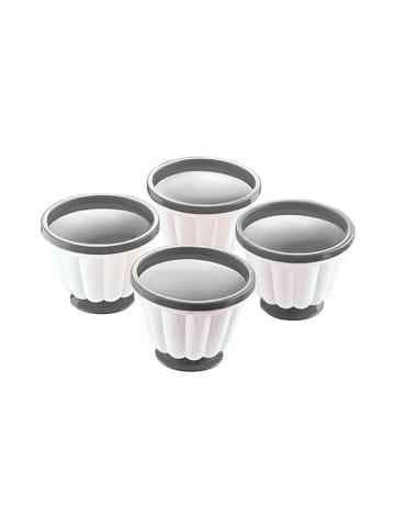 Michelino 4-tlg. Puddingform-Set kleine Förmchen Gugelhupfform Grau-Weiß in Grau-Weiß