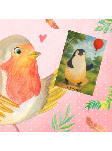 Mr. & Mrs. Panda neujahrskarte Pinguin Luftballon Design ohne Sp... in Weiß