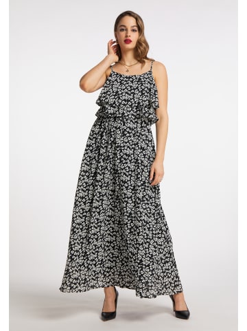 faina Damen Maxikleid in Schwarz Weiss
