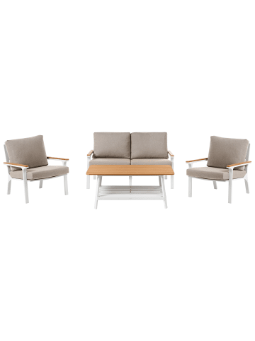 Beliani 4-tlg Sitzgruppe ORERO in Beige/Weiß/Braun